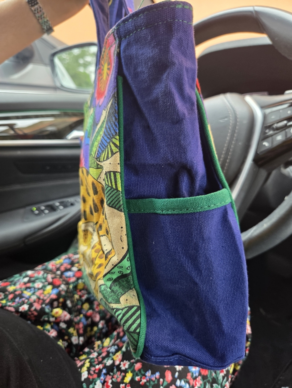 Rare Vintage Laurel Burch Leopards of Shambala Cotton Canvas Tote Bag - Picture 5 of 11